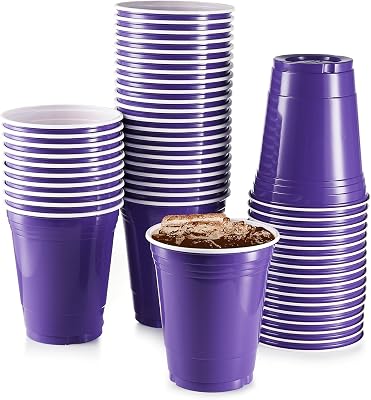 StarMar Purple Plastic Cups, [50 Pack] 16 Oz Party Cup Disposable Cup Big Birthday Party Cups