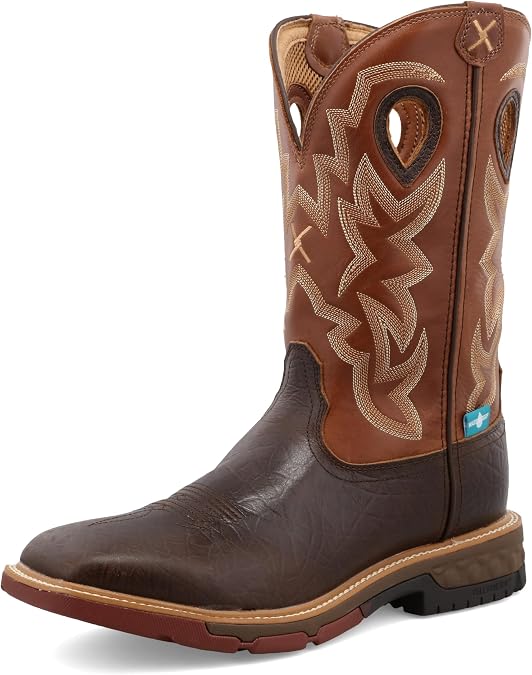 Twisted X Men's Lite Cowboy Cognac Glazed Pebble/Lime Boot