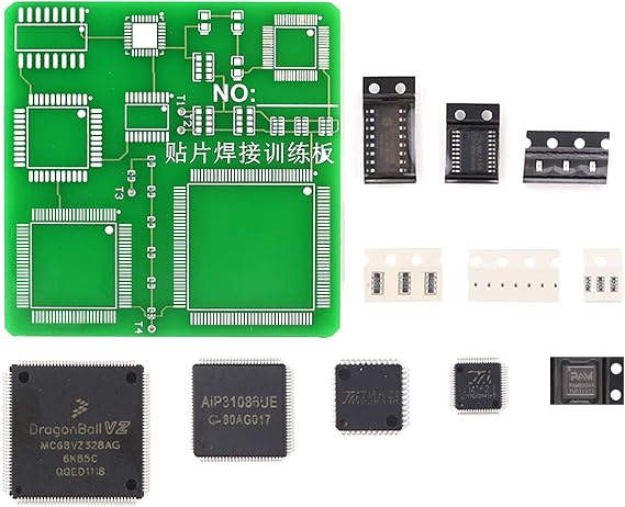 SMD Professional Chip Soldering Practice Kit,DIY SMT 7 Chips Soldering Practice Soldering Skill Training Board (1-7Chips)