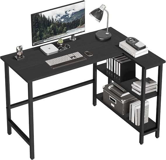39Inch L Shaped Desk, Computer Desk with Reversible Storage Shelves, Corner Desk Gaming Desk Home Office Desk, Study Desk Writing Table for Home Office Small Space (39 Inch)
