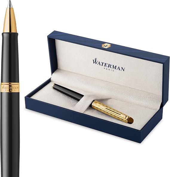 Waterman Hémisphère Tintenroller Opera Kollektion Schwarz und Gold Feiner Spitze mit schwarzer Tinte Nachfüllen Geschenkbox