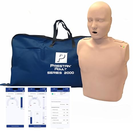 PRESTAN PP-AM-2000-1-MS Adult Series 2000 CPR Manikin with Advanced Feedback, Medium Skin