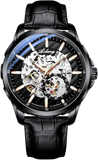 TEINTOP Skeleton Watch for Men's with Steampunk Automatic Mechanical Wristwatch