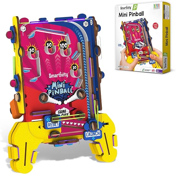 Smartivity Mini Pinball Machine DIY STEM Toy for Kids 6-12 Years