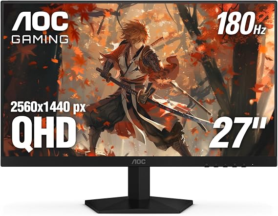 AOC 27 Inch Gaming Monitor 2K QHD 180Hz VA 1ms HDR, Q27G4XN