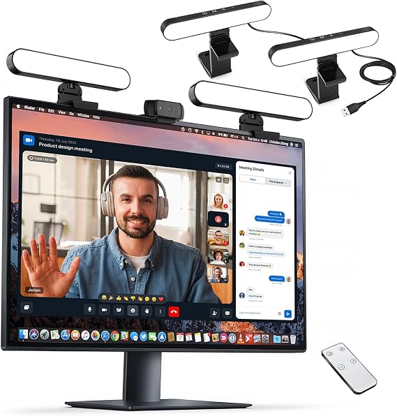 Dual-lamp Video Conference Lighting, LED Streaming Light with Remote and Touch Control, Zoom Lighting for Computer,Webcam Laptop Monitor Ring Light for Video Calls/Zoom Meetings/Video Recording
