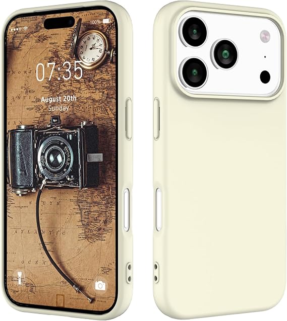 HAII for iPhone 17 Pro Case, Slim Liquid Silicone for Women Men with Scratch-Resistant Microfiber Lining Shockproof Soft Silicone Protective Phone Case for iPhone 17 Pro (Antique White)
