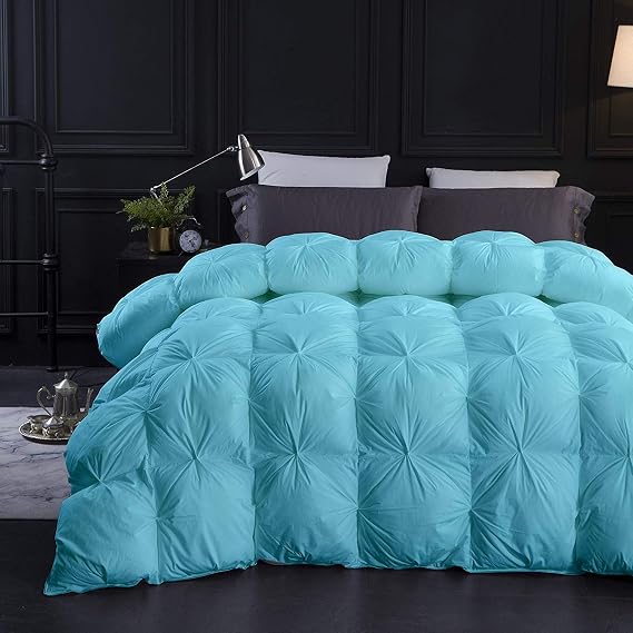 Important French 1600-TC Pinch Pleated Down Comforter Twin XL Size 68 x 92 Inches 1-Piece All-Season Duvet Insert, 850 GSM Micro Fill with All Side Corner Tabs 100% Egyptian Cotton