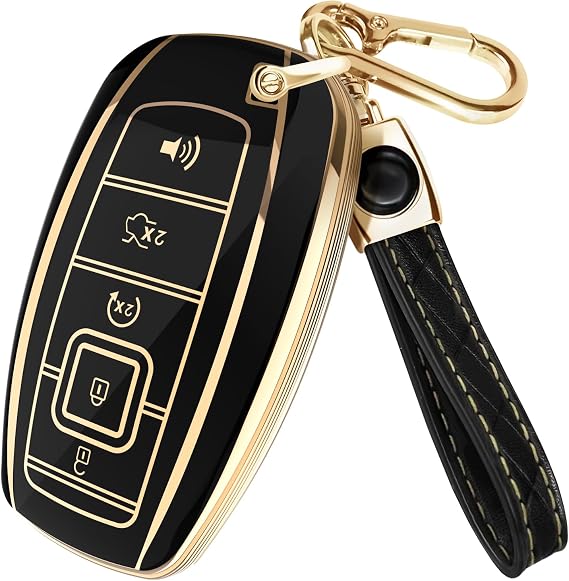Lucrum Compatible with Lincoln Key Fob Cover & Leather Keychain