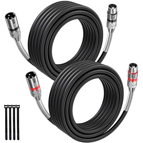 Bietrun XLR Cables 25FT 2 Packs, Premium Heavy Duty Balanced Microphone Cable 25 Feet, with 3-Pin XLR Male to Female Microphone Compatible with Microphones, Mixer, Speaker Systems, Preamps and More