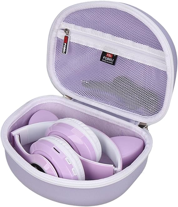FBLFOBELI Hard Case for iClever/for ONITOO/for TCJJ/for LOBKIN/for KERHAND/for IFECCO Cat Ear Kids Bluetooth Headphones (Purple, Case Only)