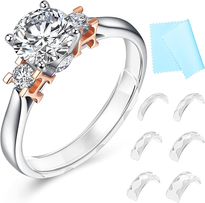 Haiou Ring Size Adjuster for Loose Rings - Clear Invisible Ring Guard, Spacer & Tightener | Sil. Resizer Extender