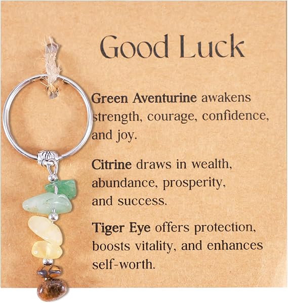 Healing Crystal Keychain for Positivity Protection, New Beginnings Retirement Gift, Good Luck Anxiety Relief Charm for Women