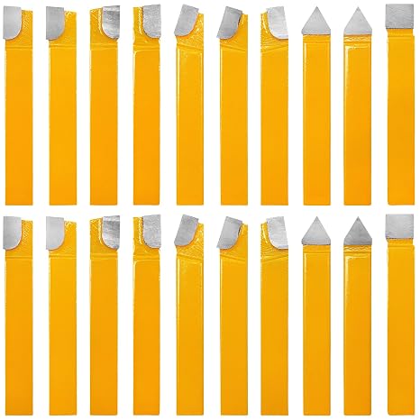 20 pc 3/8"Carbide Tip Tipped Cutter Tool Bit Cutting Set | For Metal Lathe Tooling Wood Lathe Accessories