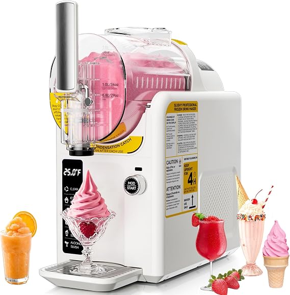 Ice Cream Machine Frozen Drink Maker, Slushie Machine for Home - Slushy Machine Maker No Ice Needed Self Cleaning, 5 Preset for Soft Serve Ice Cream, Slushie, Margarita, Frappes, Milkshake