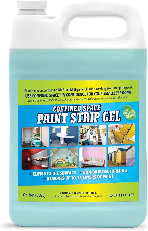 Dumond Confined Space Paint Strip Gel, Remove Up to 15 Layers of Latex, Oil, Acrylic & Water-Based Coatings from Small Spaces, Closets, Furniture, Sheds, Attics & More, Citrus Lime Aroma, 1 Gallon