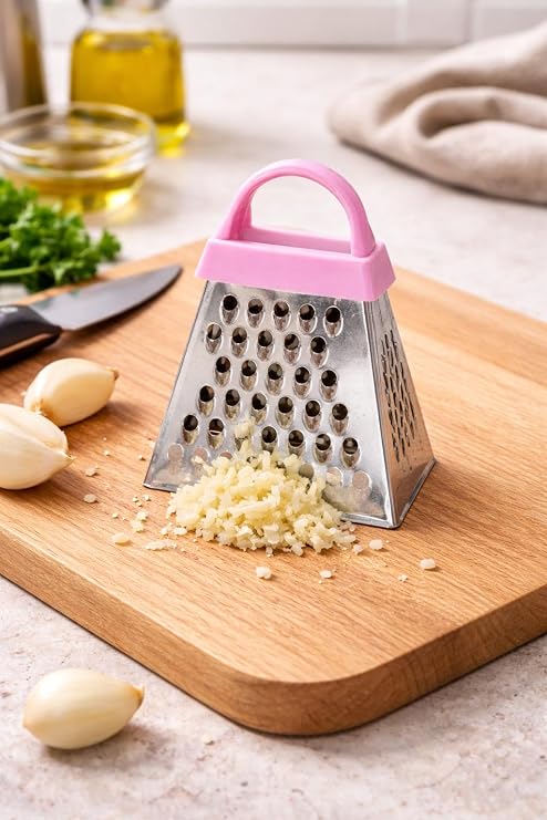 Mini Sarımsak Rendesi, Paslanmaz Çelik Mutfak Rendesi, Pembe Tutma Saplı, Çok Amaçlı Mutfak Aleti