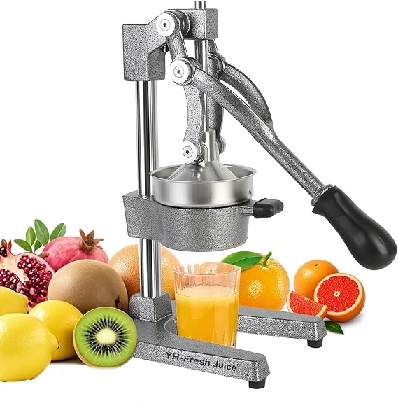 juice.Hand Press Juicer Machine, Manual Orange Juicer and Professional Citrus Juicer for Orange Juice Pom Lime Lemon Juice,Home and Commercial Extractors Squeezer, Easy to Clean, Gray