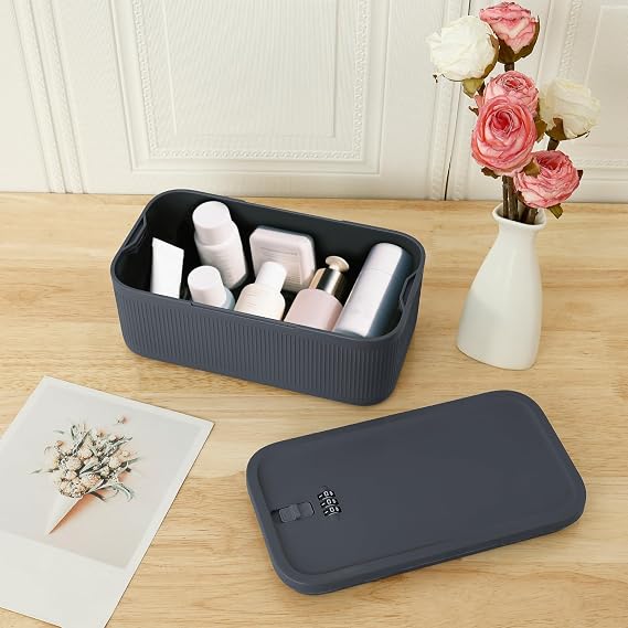 Lockable Storage Box, Locking Container, Food Refrigerator Lockbox with Combination Code, Medicine Lock Box Travel Case for Personal Refrigerator Home Office Organization Travel Gift (Blue)