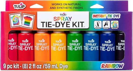 Tulip Instant Spray Tie-Dye Kit 8 Pack, No Heat Set Required, Fast and Easy on All Fabrics, 8 Rainbow Colors