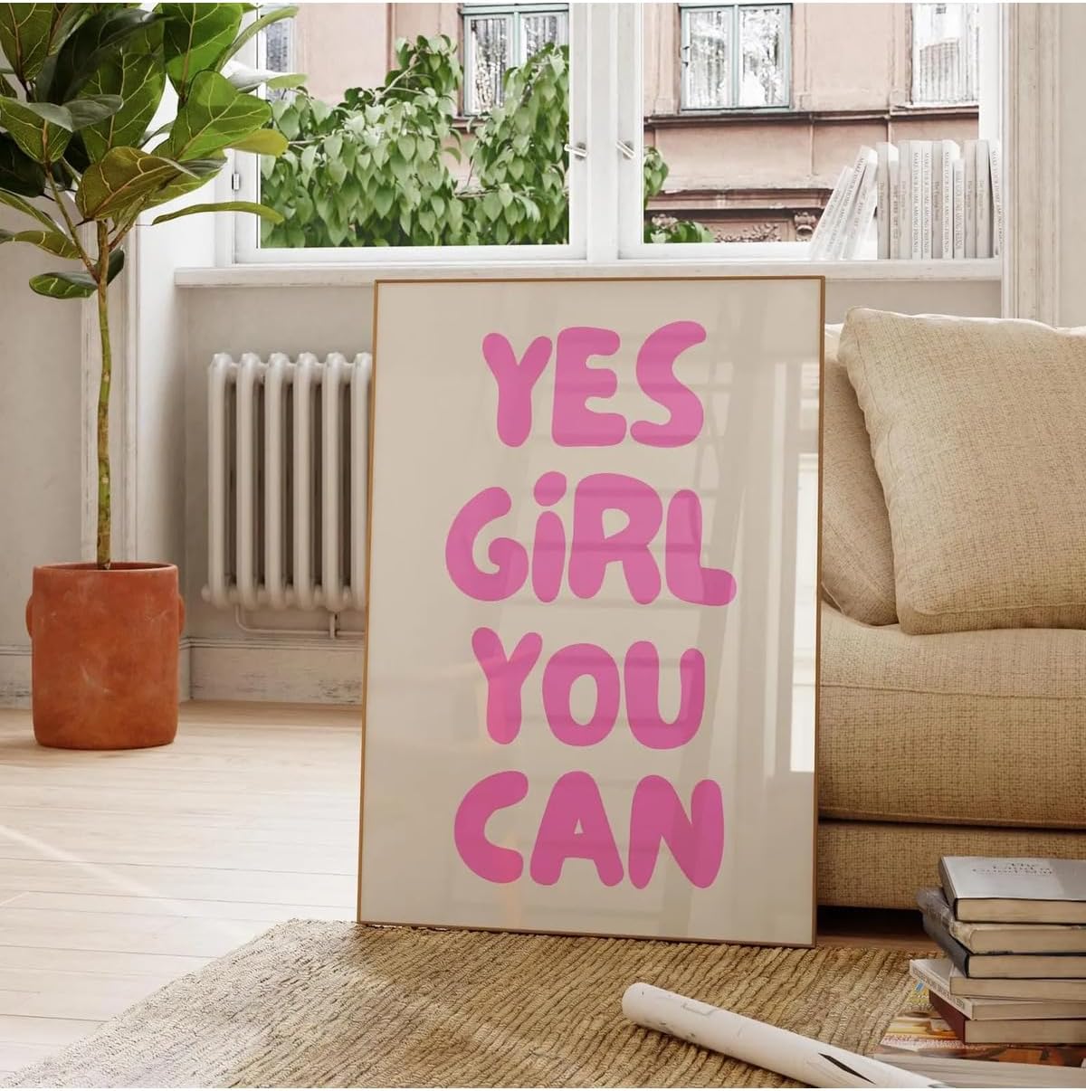 512 STORE Estetik Pink Pinterest Yes Girl You Can Tasarım Duvar Dekor Çerçevesiz Poster 20 X 30 Beyaz, 84gas3541r3