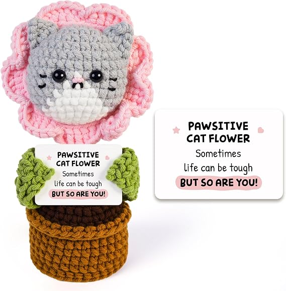 Handmade Crochet Cat Flower Inspirational & Motivational Gifts