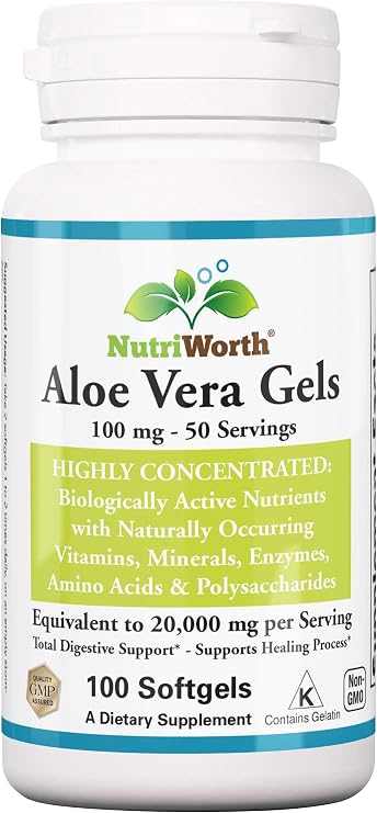 Aloe Vera Supplement - Made with Organic Aloe Vera 100 Softgels
