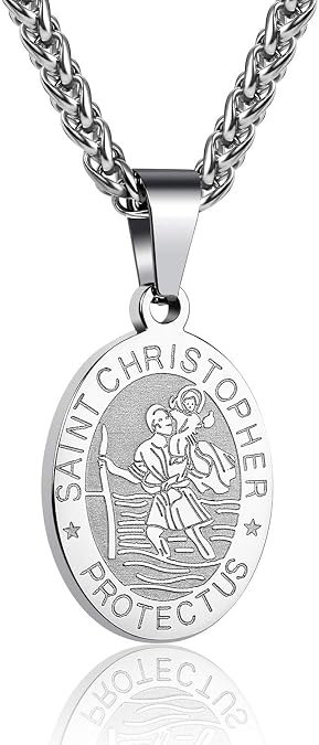 RS Saint St Michael/Christopher/Jude/Benedict/Joseph/Anthony Medal Necklace for Men Boys 24 In Religious gifts