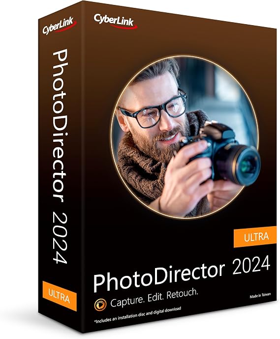 CyberLink PhotoDirector 2024 Ultra AI Photo Editing | Graphic Design Software for Windows [Retail Box with Download Card]
