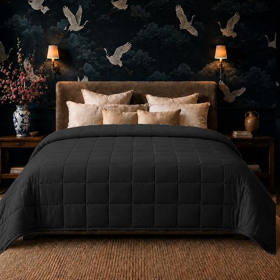 HomeSmart King Size Weighted Blanket 20lbs, Soft, Thick, Heavy Blanket, Fits Standard and California King Beds, Black