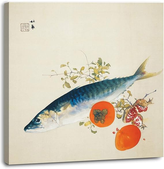 Canvas Print Wall Art - Japanese Painting Autumn Fattens Fish and Ripens Wild Fruits by Takeuchi Seiho - 12x12 inches