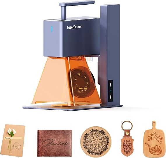 LaserPecker2 Laser Engraving Machine for Home Use, Small Portable Laser Processing Machine with 100mmx100mm Engraving Capability, 0.05mm High Precision, 2k Fine Engraving, 36000mm/min High-Speed Batch