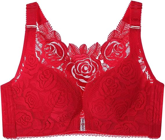 Comfort Rose Bra, with Back Support Push Up Plus Size,Seamless Front Closure Lace Butterfly Bras