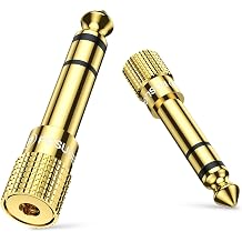 POSUGEAR Headphone Jack Adapter, Gold Plated Headphone Adapter 6.35mm (1/4 inch) Male to 3.5mm (1/8 inch) Female Audio Plug, Aux Jack Converter for Electric Keyboard, Speaker-2 Pack