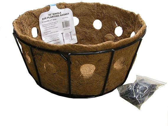 Kinsman 16 Inch Single Row Side Planting Hanging Basket with Coco Liner