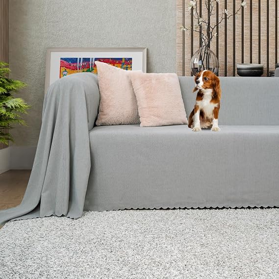 LATUDA CONCEPT Sofa Cover Chenille Anti-Slip Double Sided Sofa Bed Cover Sofa Shawl 175x300 - STONE