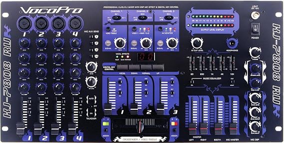 VocoPro KJ-7808RV Professional KJ/DJ/VJ Mixer with DSP Mic Effect and Digital Key Control