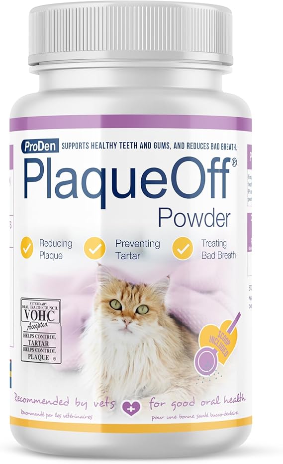 ProDen PlaqueOff Powder for Cats - Cat Plaque Remover - 40g | VOHC Approved Pet Dental Powder - Cat Dental Powder to Reduce Tartar and Support Fresh Breath - Feline Oral Care