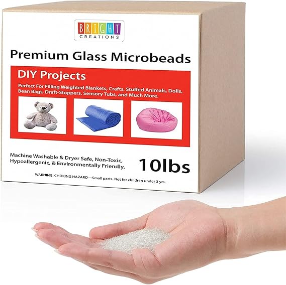 Bright Creations Weighted Glass Beads - Weighted Beads for Stuffed Animals & Plushies - Glass Microbead Filler for Crafts & Doll Weighting - Blanket & Pillow Filler - 10 lb, Clear