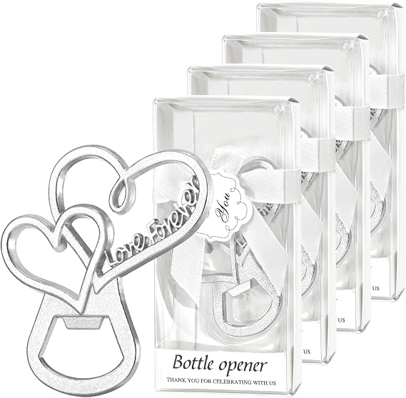 50 Pack Silver Love Forever Bottle Opener Wedding Souvenir Gifts for Guests