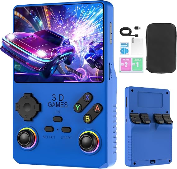 V40 PRO Upgraded Retro Handheld Game Console, Built in 35,000+Classic Games, 36+Simulators, Linux System, 3.5-inch 4K HD IPS Screen Video Player, 256GB TF Card, Portable Pocket Arcade Console (Blue)