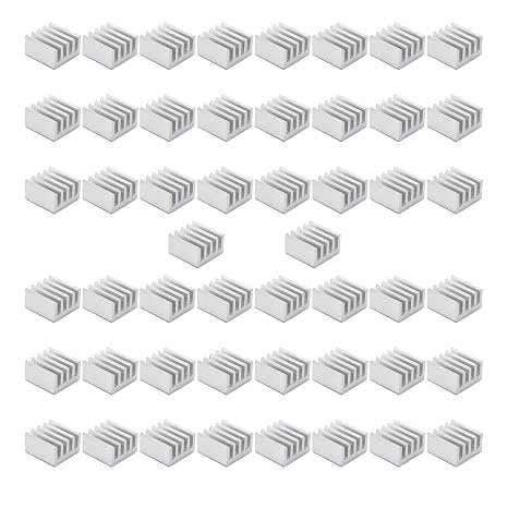 50 Pcs Small Aluminum Heatsink Kit - 9x9x5mm Mini Heatsinks with Thermal Tape for VRM MOSFET GPU Raspberry Pi M.2 SSD