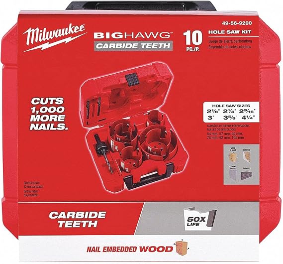 Milwaukee 49-56-9290 10 PC BIG HAWG Hole Saw w/Carbide Teeth Kit New