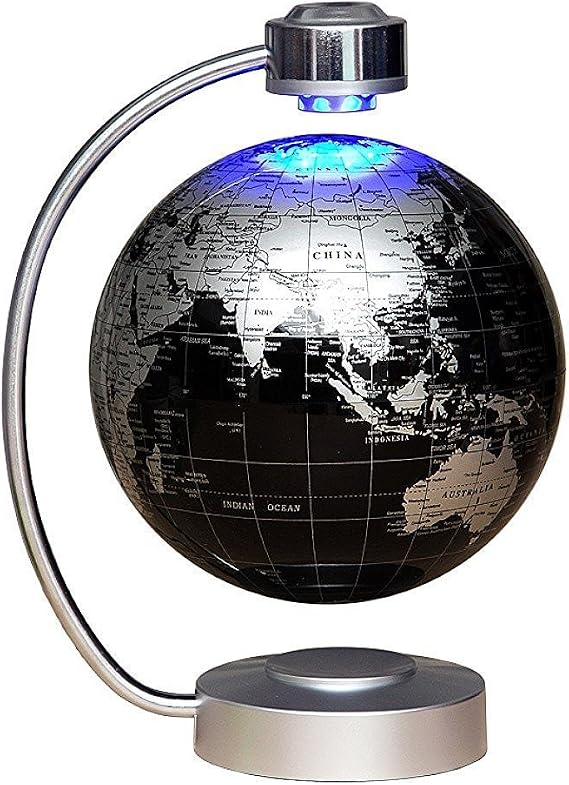 8" Magnetic Levitating Globe with LED Light Cool Tech Gifts Black | Levitating Floating Globes World Desk Gadget Decor in Office Home Display Rack for Men Father and Business Partners Gifts