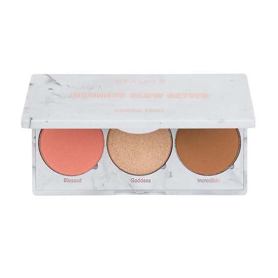 REALHER Cheek Trio - Ultimate Glow Getter - Blush, Highlighter, Bronzer Contour Palette - High Quality, Silky Formulation