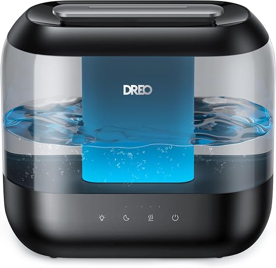 DREO 4L Humidifiers for Bedroom, 36H Runtime, 28 dB Quiet, HM311, Ebony | Easy to Refill & Clean, BPA-Free, Nightlight, Supersized Air Humidifiers for Large Room, Baby Nurseries, Plants, Indoor