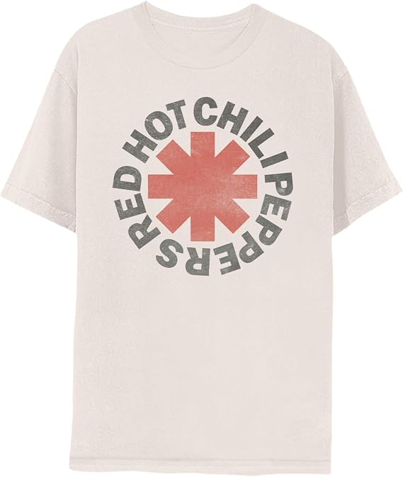 2Bhip Red Hot Chili Peppers Asterisk Logo Distressed Vintage Style T Shirt | Officially Licensed Red Hot Chili Peppers Tee, Vintage Style Distressed Logo, 100% Cotton Crewneck, Unisex Men Women