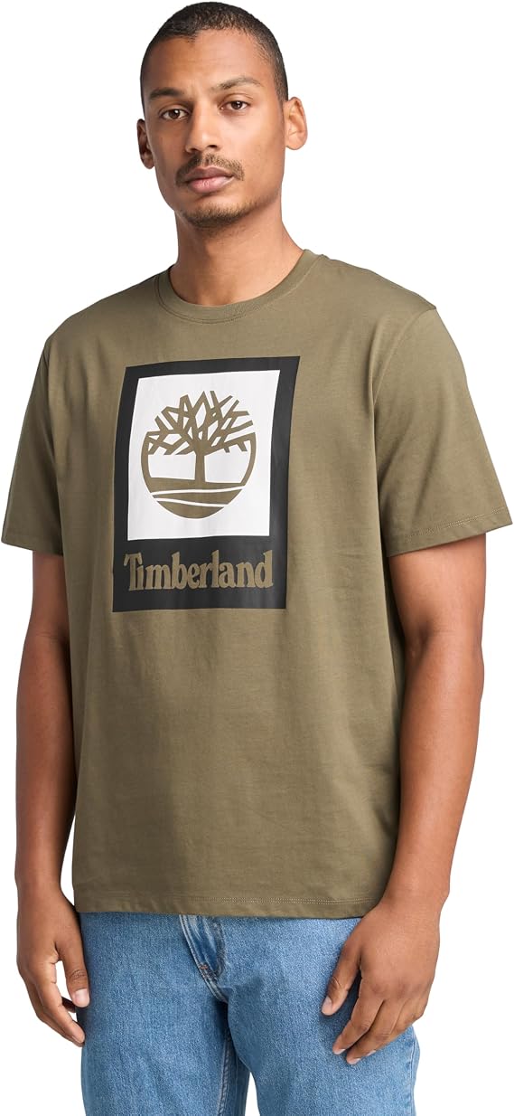 Timberland Men's Square Stack Logo Short Sleeve T-Shirt