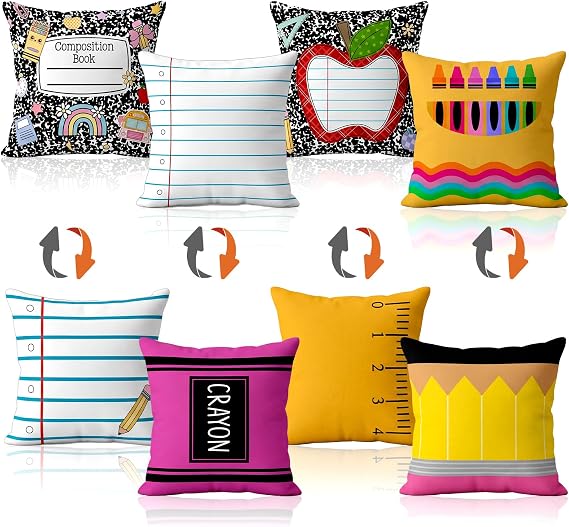 FuWeave 4 Pack Classroom Pillow Covers Back to School Pillow Covers
