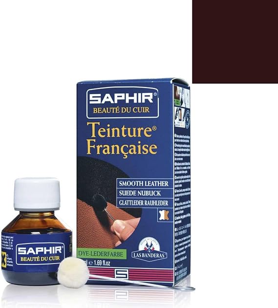 Saphir Teinture Francaise Leather Dye 50ml Professional Dye for Recoloring Smooth Leather, Suede and Nubuck - Burgundy